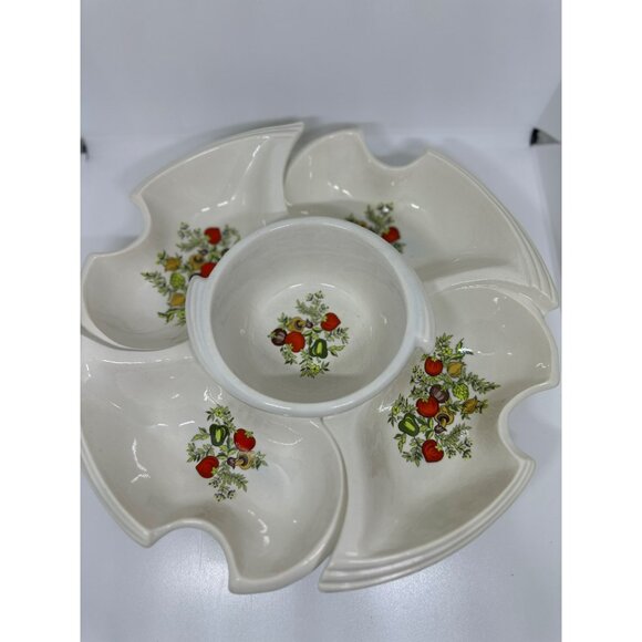 VTG California Orig. Divided Pottery Serving Dish - Chip & Dip Platter - MCM USA - Picture 2 of 10
